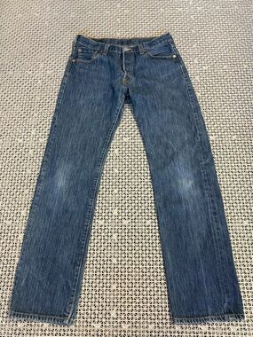 Levi's 501 Straight-Leg Button Fly Dark Wash Blue Jeans